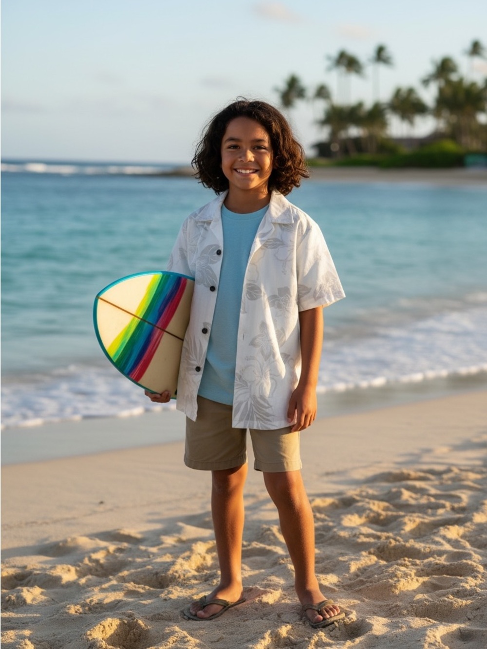 Boys White Hibiscus Aloha Shirt- Pacific Legend